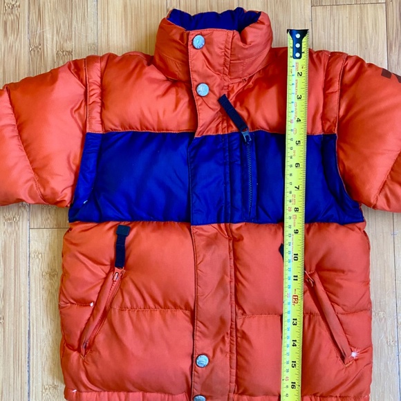 Nautica Puffer Down Jacket Vest Winter Coat Hooded kids size 3 Orange Navy - Picture 9 of 14